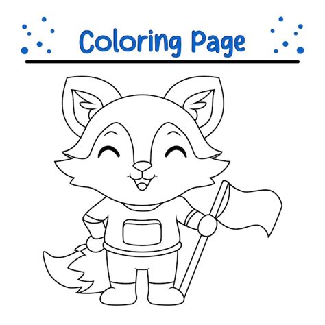 Premium Vector Cute Fox Coloring Page For Kids