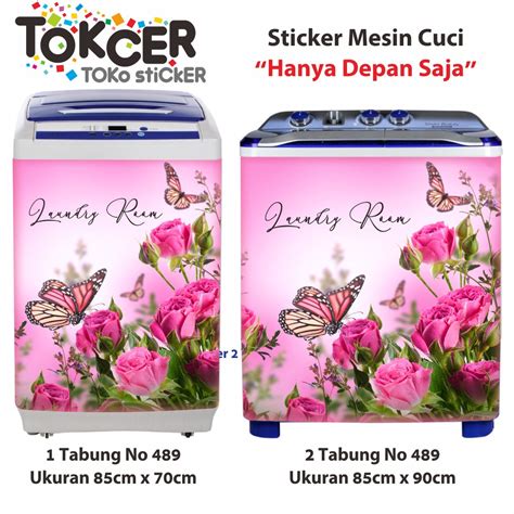 mesin pink butterfly flower washing machine sticker shopee malaysia