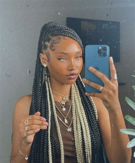 Blonde Braids Underneath Black Braids Box Braids Hairstyles For Black