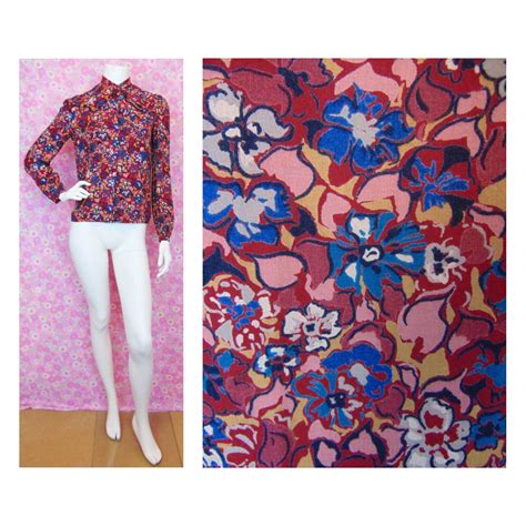 Vintage S Pussy Bow Blouse Floral Shirt Secretary Blouse Ditsy Floral Boho Blouse