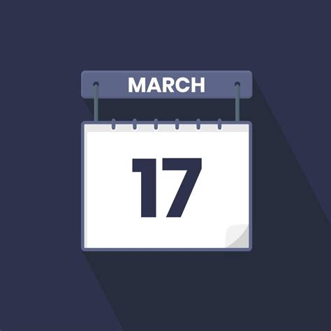 17th March Calendar Icon March 17 Calendar Date Month Icon Vector