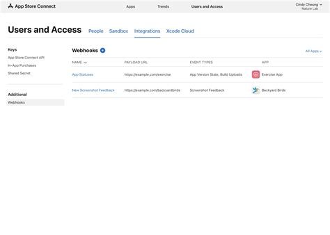管理 Webhook - 管理团队 - App Store Connect - 帮助 - Apple Developer