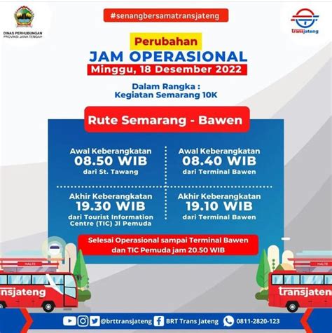 Info Lur Jam Operasional Brt Trans Jateng Rute Semarang Bawen Ada