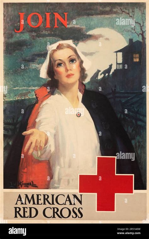 World War I Propaganda American Red Cross C 1917 Recruitment Poster Join Feat A Nurse