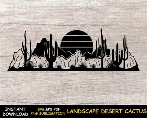 Landscape Desert Cactus Svg Desert Svg Western Desert Cactus Etsy