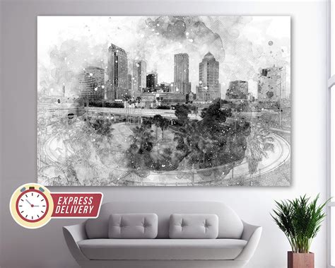 Tampa Skyline Canvas Art Tampa Print Tampa Wall Art Tampa - Etsy