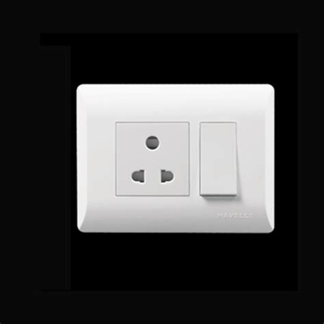 Pvc 240v White Color Havells 3 Pin Socket 1 Way Modular Switches At