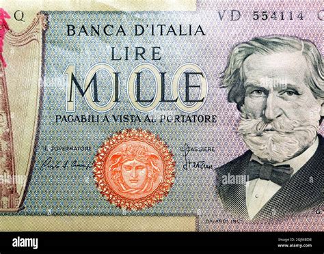 Large Fragment Of The Obverse Side Of One Thousand Italian Lire