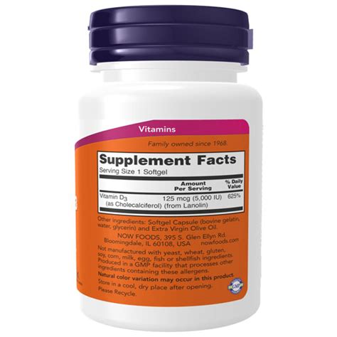 Now Foods High Potency Vitamin D Iu Sgels Structural Support