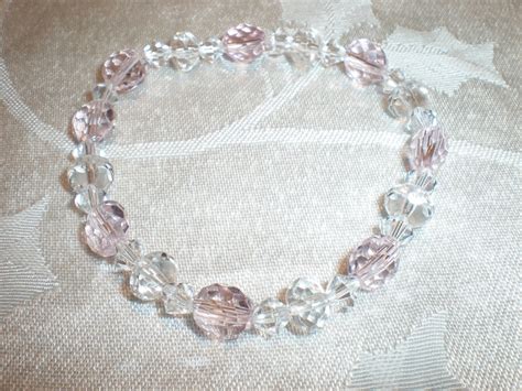 Pink And Clear Crystal Stretch Bracelet Stretch Bracelets Clear