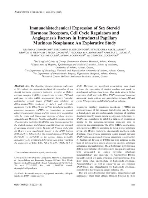 Pdf Immunohistochemical Expression Of Sex Steroid Hormone Receptors