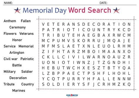 Memorial Day Puzzles Printable