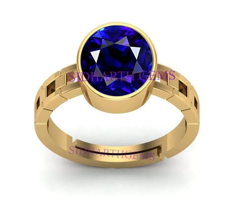 Jemskart Carat Certified Original Blue Sapphire Gold Plated Ring