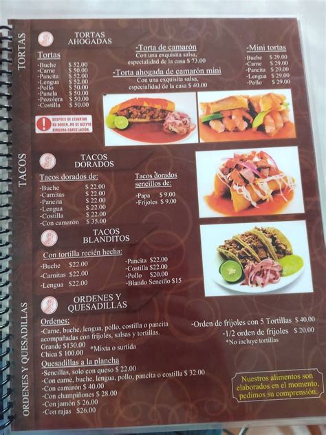 Menu At Tortas Ahogadas H Ctor Restaurant Guadalajara Av Lapizl Zuli