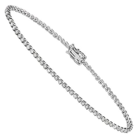 14k White Gold Four Prongs Diamond Tennis Bracelet 5 Ct Tw For Sale