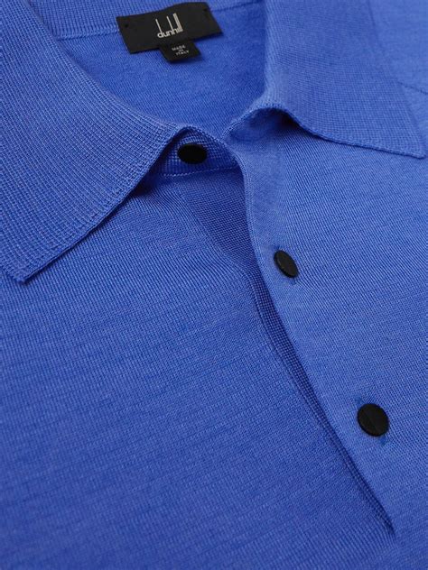 Dunhill Wool And Mulberry Silk Blend Polo Shirt Blue Dunhill