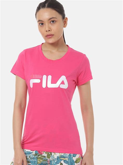 Buy Fila Women Pink Printed Round Neck T Shirt Tshirts For Women 13984936 Myntra