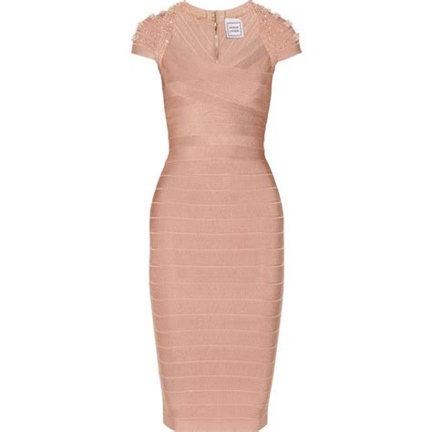 Herv L Ger Beaded Bandage Dress