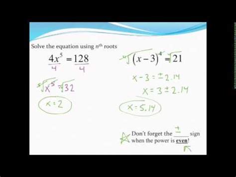 Solving Equations Using Nth Roots With Application YouTube