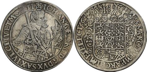 Sachsen Kurfürstentum Reichstaler SD Dresden 1635 Johann Georg I