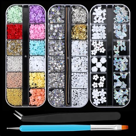 Pcs D Nail Charms Pcs Planet Nail Rhinestones And Pcs Cross