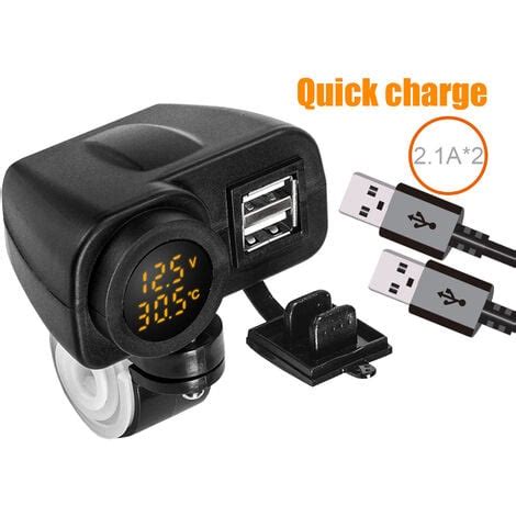 12V Moto Double Chargeur USB Prise de Chargeur 5V 2 1A Voltmètre à