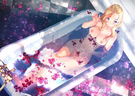 Anthropomorphism Aqua Eyes Azur Lane Barefoot Bath Bathtub Blonde Hair