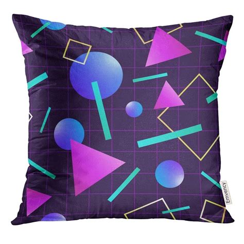 Vaporwave 80s Style Retro 1980s Geometric Neon Pillow Case 16x16