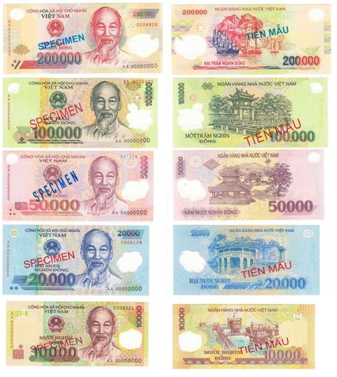 Vietnam Set Of 5 Specimen Polymer Banknote Unc Pick 119 123 Rare