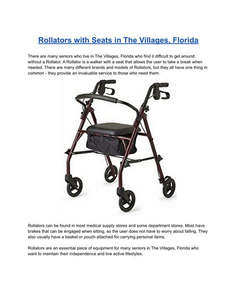 Ppt Rollators With Seats In The Villages Florida Powerpoint