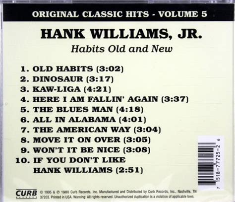 Hank Williams Jr Habits Old And New Brand New Cd Original Classic Hits