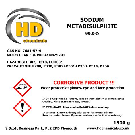 Sodium Metabisulphite 1500g Homebrew And Wine Making 99 PURE