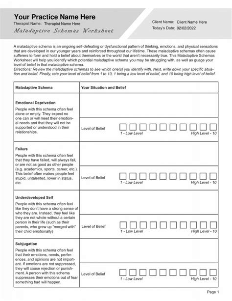 Schema Assessment Worksheet Template Editable Fillable Off