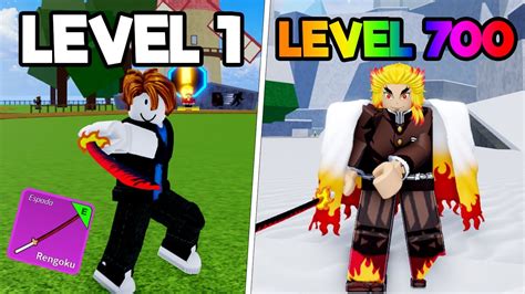 Upei Do 1 Ao 700 Sendo O Rengoku No Blox Fruits Roblox Youtube