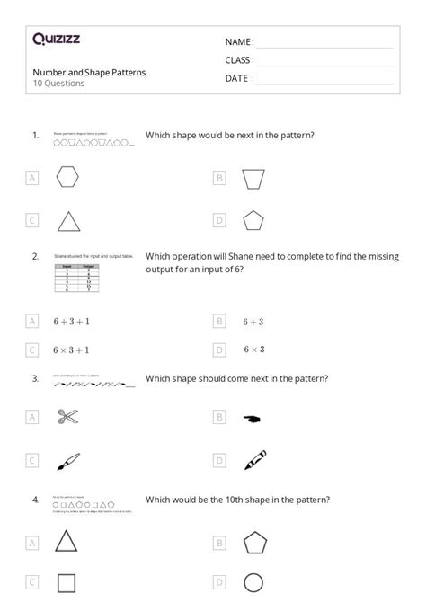 50 Shape Patterns Worksheets For 4th Class On Quizizz Free And Printable