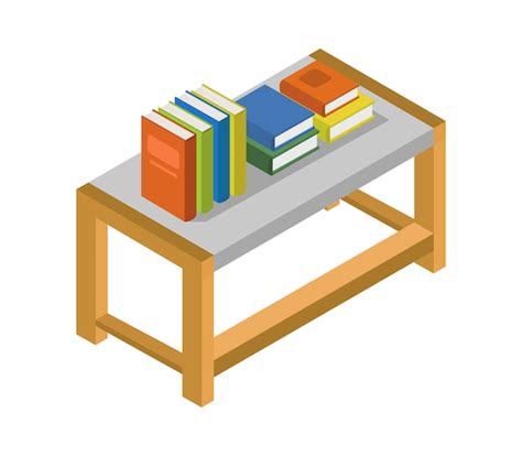 Premium Vector Table With Isometric Books