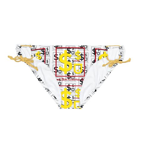 KC White Loop Tie Side Bikini Bottom AOP Etsy