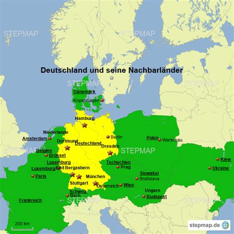 StepMap Deutschland und seine Nachbarländer Landkarte für Deutschland