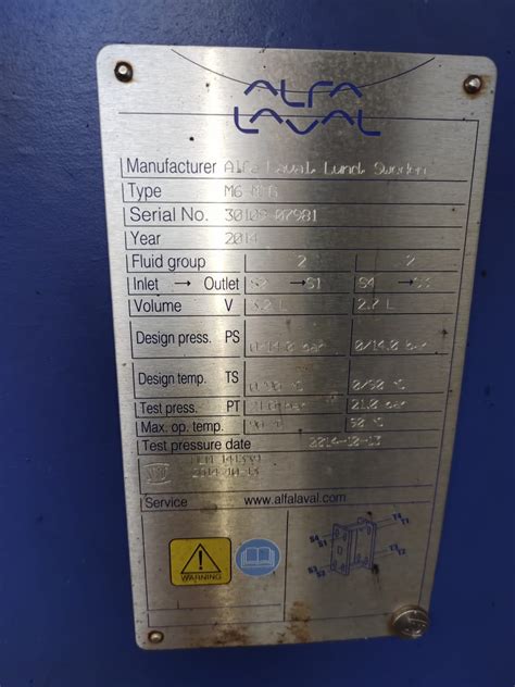 ALFA LAVAL M6 MFG HEAT EXCHANGER