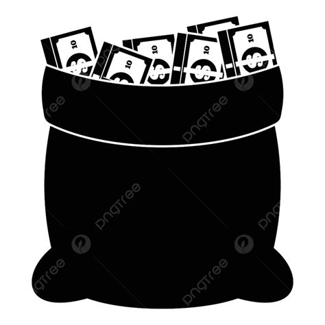 Money Bag Silhouette Png Transparent Big Bag Money Icon Isolated