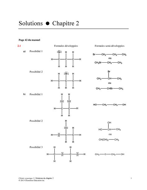 Solutions ch02 corrigé Chimie organique 1 Solutions du chapitre 2