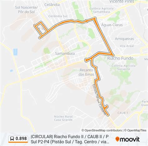 Rota da linha 0898 horários paradas e mapas R Fundo II CAUB II