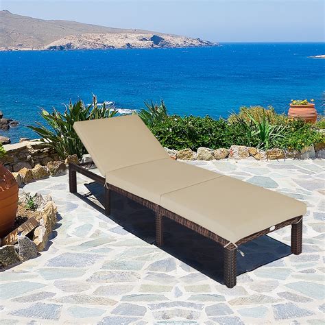 Gymax Patio Rattan Chaise Lounge Chair Recliner Outdoor W 6 Positions