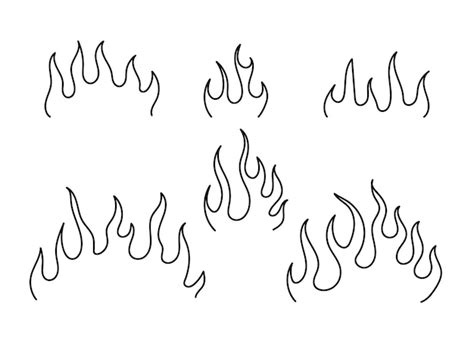 Premium Vector Outline Flame Hand Drawn Doodle Fire Set Vector