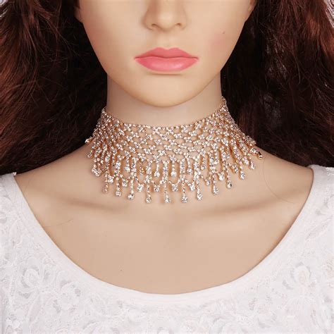 Aliexpress Buy Rhinestone Choker Necklace Women Multilayer Luxury