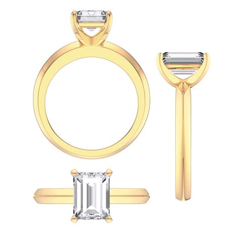 Unity 2ct Moissanite Emerald Cut Solitaire 18k Yellow Gold Proposal Ringjian London18k Gold Rings