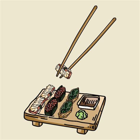 Premium Vector Premium Vector Hand Draw Sushi Set For Japanese