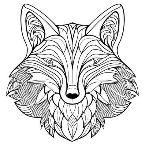 Page De Coloriage Pour Adultes Image De Loup Mandald Fond Blanc Art De