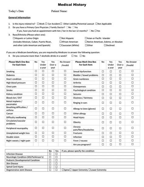 67 Medical History Forms Word Pdf Printable Templates Medical History Health History