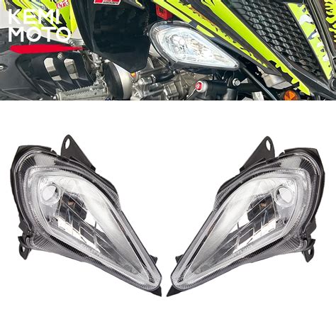 Atv Headlight Set With Light Bulbs Compatible With Yamaha Raptor 700